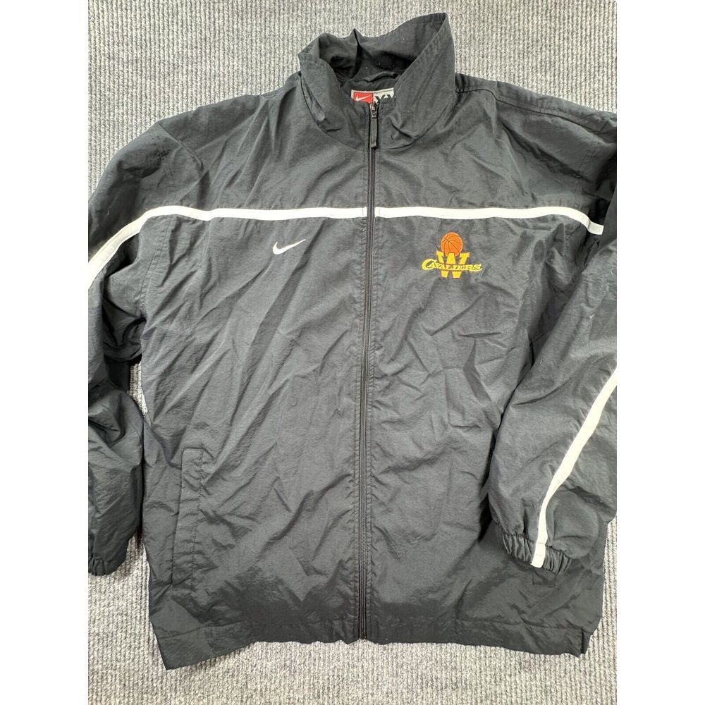 Nike Jacket Men XXL Black Full Zip Coat Mock Neck Basketball Cavaliers Pockets
